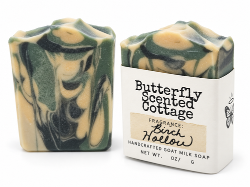 Birch Hollow signature handcrafted goat milk soap by Butterfly Scented Cottage