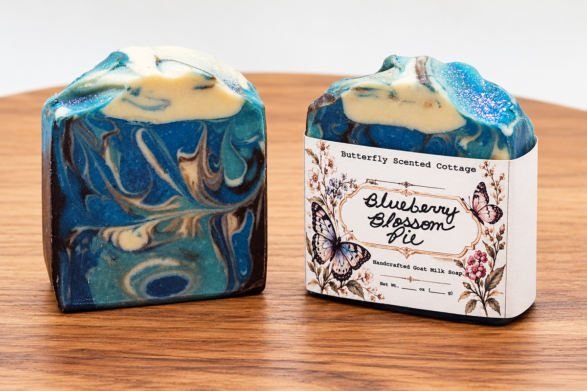 Blueberry Blossom Pie handcrafted goat milk soap by Butterfly Scented Cottage