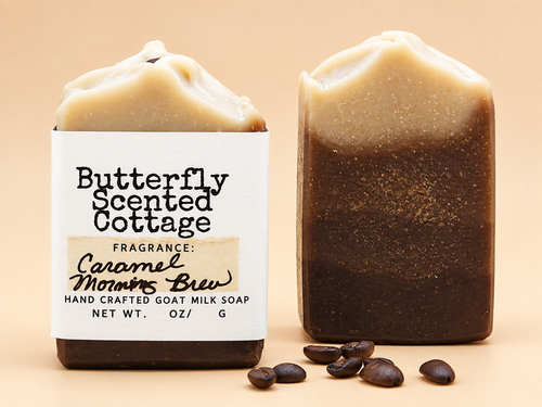 Butterfly Scented Cottage Caramel Morning Brew goat milk soap