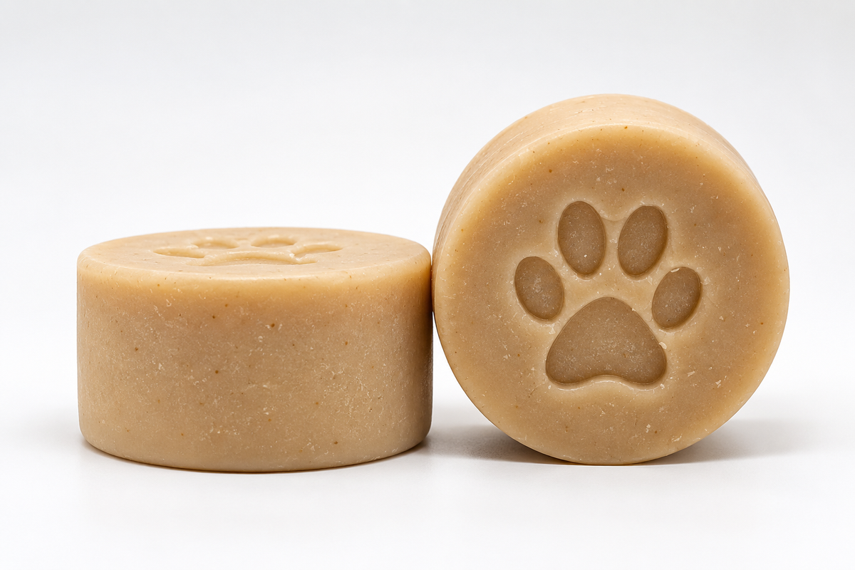 Cottage Creek Lavender & Cedarwood Small Dog Soap with paw print