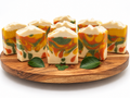 Falling Leaves handmade soap bars in autumn colors on a wooden tray