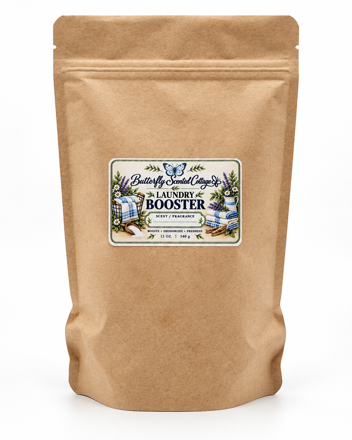 Butterfly Scented Cottage Laundry Booster Refill 12 oz kraft pouch