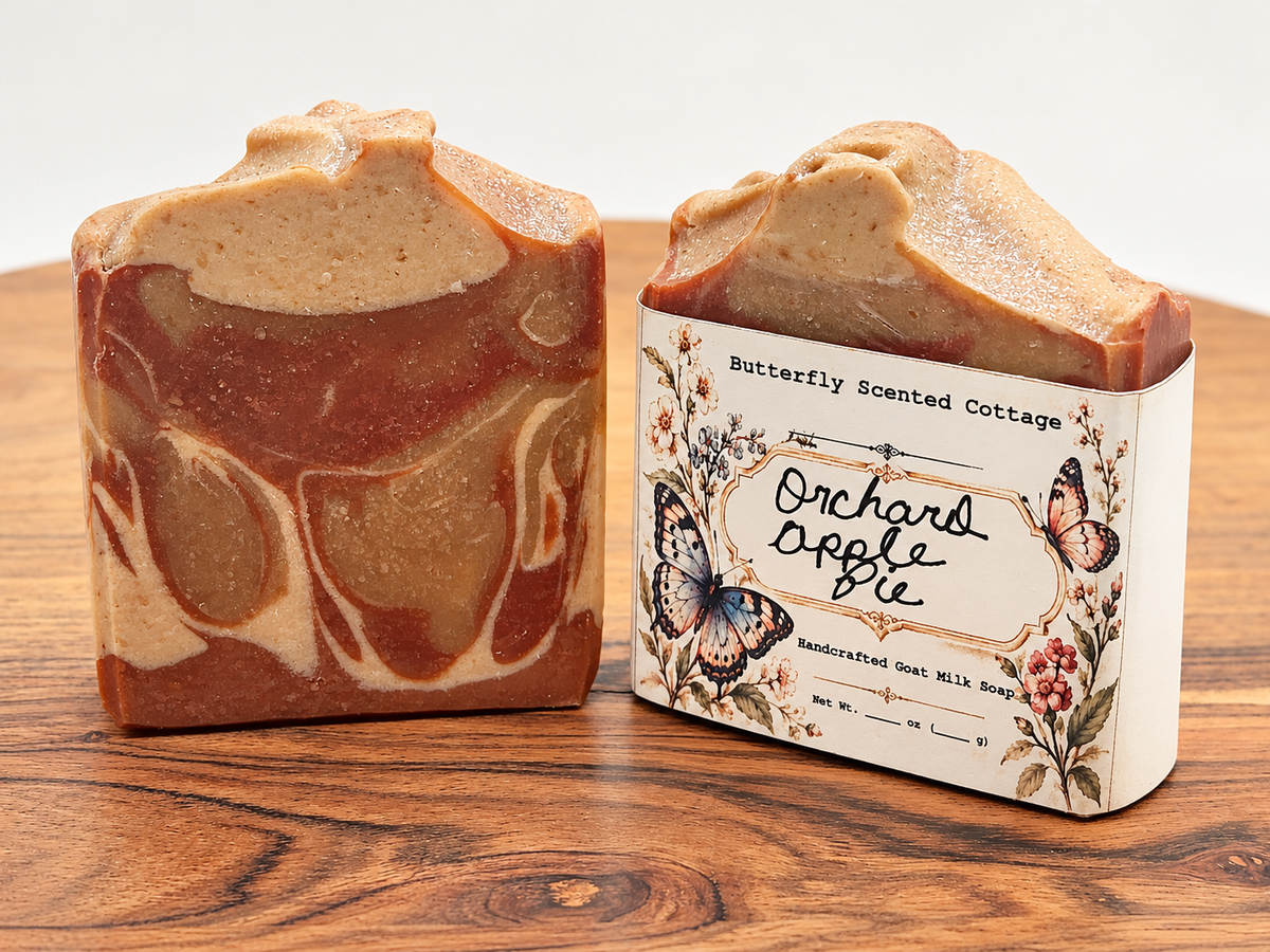 Orchard Apple Pie handcrafted goat milk soap by Butterfly Scented Cottage