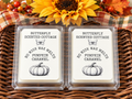 Pumpkin Caramel No Wick Wax Melts by Butterfly Scented Cottage in an autumn display