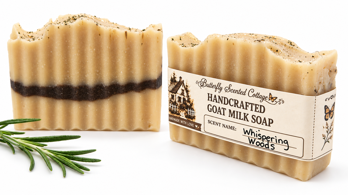 Whispering Woods handcrafted goat milk soap with rosemary